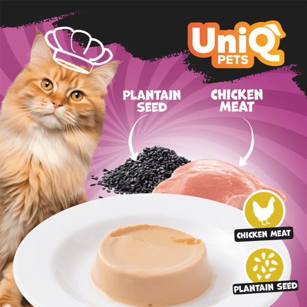 Vådfoder til katte Kyllingepaté med kage Lækker paté UniQ Pets 8x30g