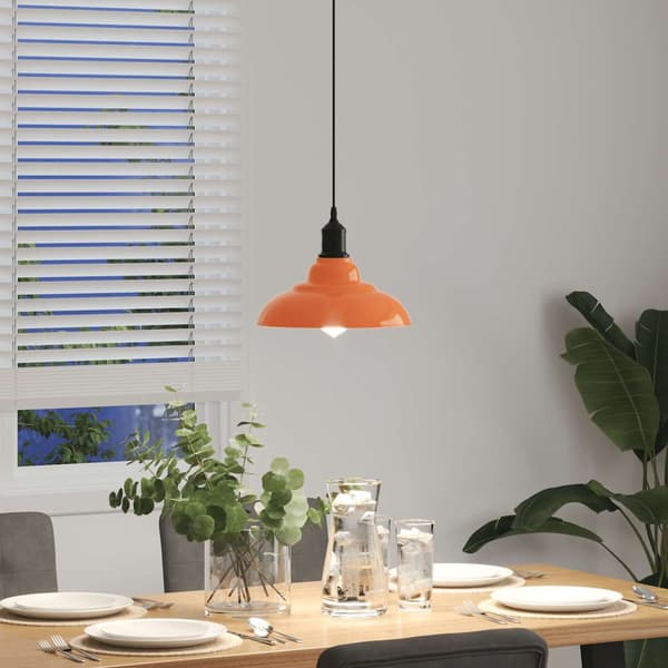 vidaXL Højdejusterbar pendellampe E27 blank orange