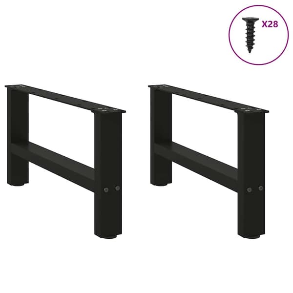 vidaXL sofabordsben, sorte, 2 stk., 70x(30-31) cm, stål