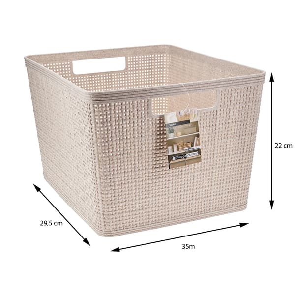 Beige opbevaringskurv 35x29x22