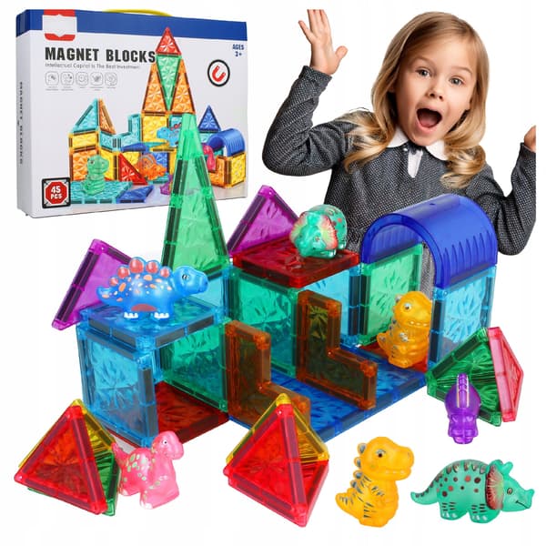 [paket] Magnetiska block 45 st + dinosaurier Z3161