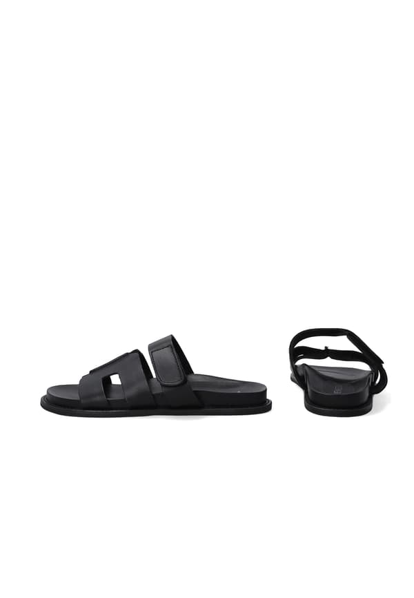 Sorte læderklipklapper med velcro Sorte læderklipklapper med velcro 37