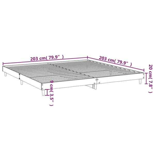 vidaXL Sängram brun ek 200x200 cm träbaserat material