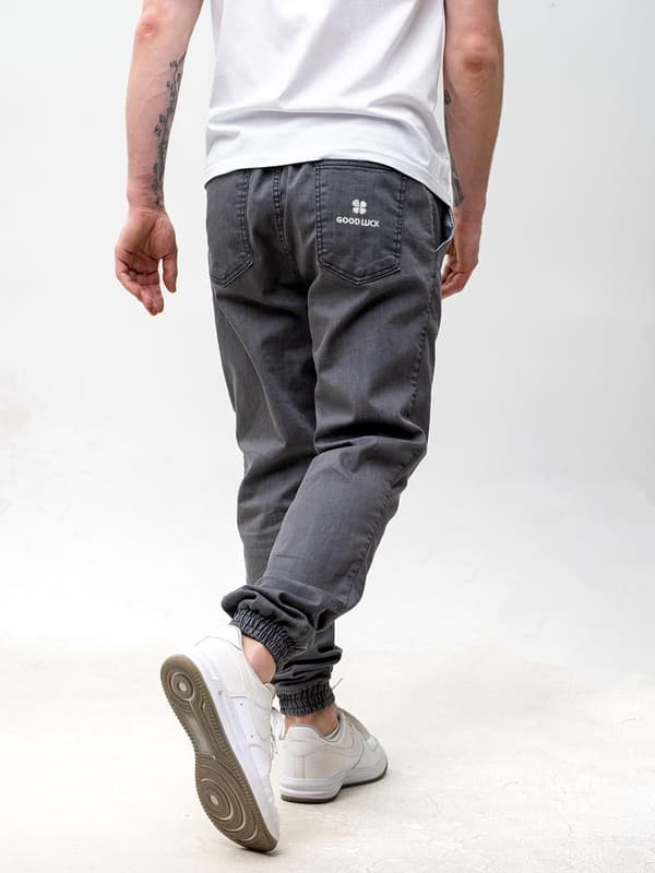 Good Luck Name Herr Grå Joggerjeans med Dragsko 2XL