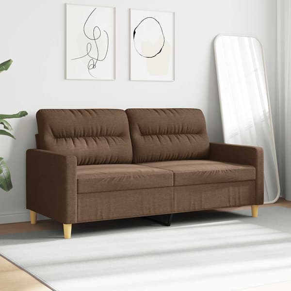 vidaXL 2-sitssoffa, brun, 140 cm, klädd i tyg