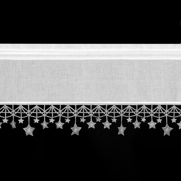 Julekrans 60x150 cm hvid med sølvstjerner
