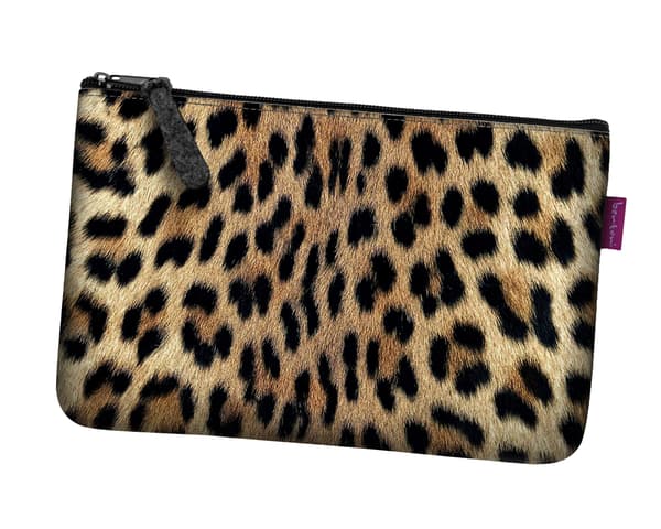 Lomme til kosmetik i antracit LEOPARD