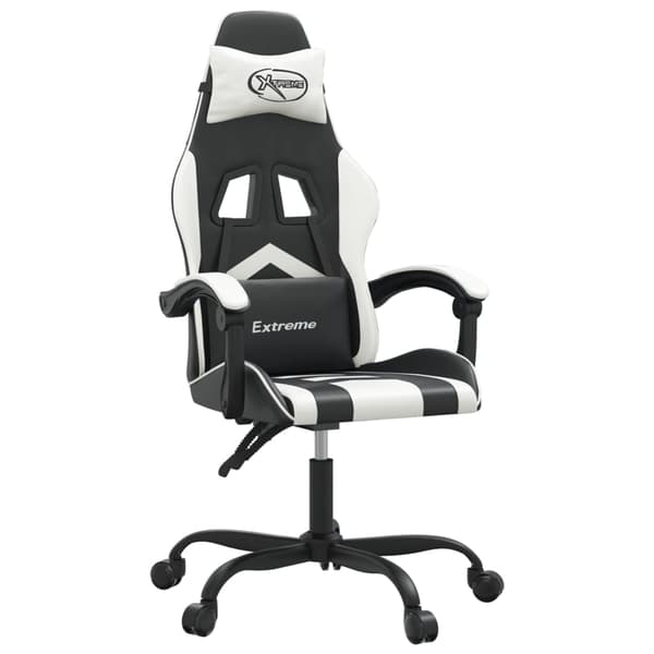 vidaXL gamingstol, sort og hvid, kunstlæder