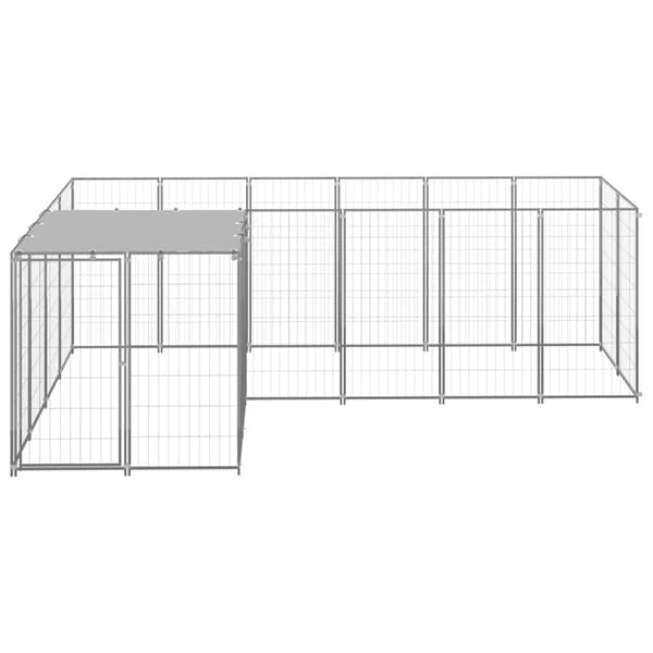 vidaXL Hundbur silver 4,84 m² stål
