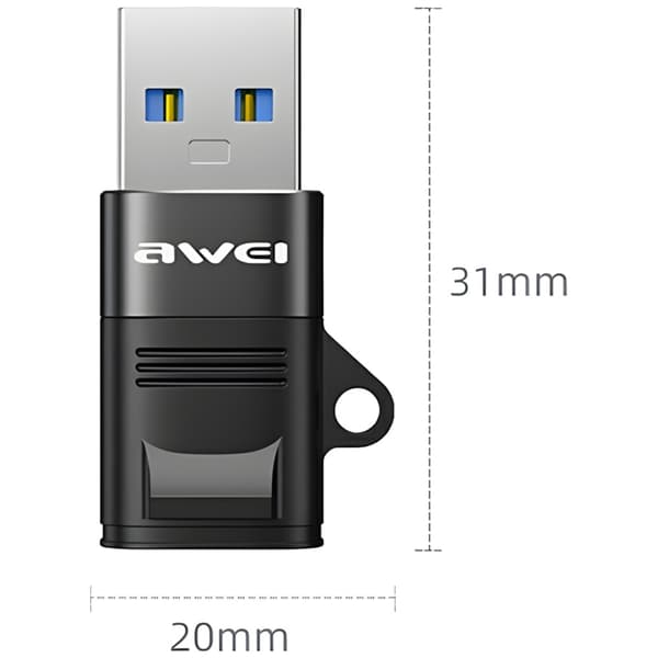 AWEI CL-13 USB-C/USB-A-adapter svart