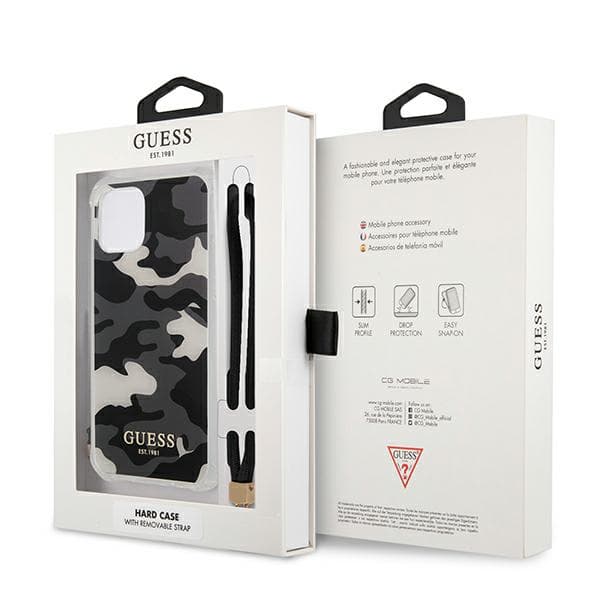 Guess Camo Collection-etui til iPhone 12/12 Pro, sort