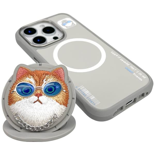 Nimmy Glasses Cool Cat MagSafe-etui til iPhone 16 Pro Max, grå