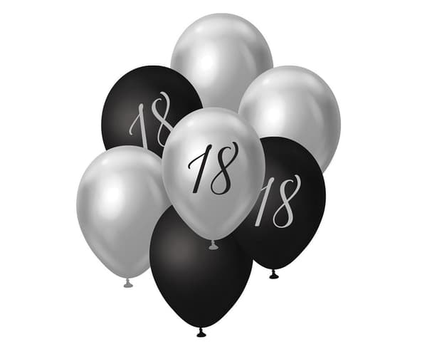 B&C Balloner Buket Sølv og Sort 45cm 7 stk