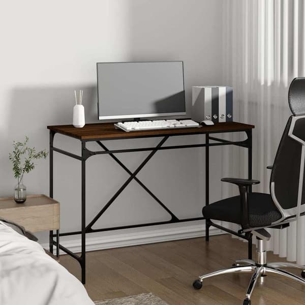 vidaXL skrivebord, brunt egetræ, 100x50x75 cm,
