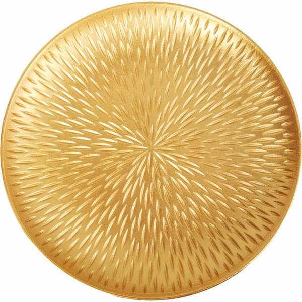Sæt med 2 runde træbrikker i guld, diameter 40 cm og 30 cm