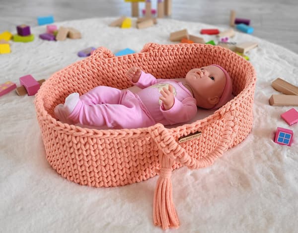 Moses Basket BOHO Bomullsdockbärare - Persika