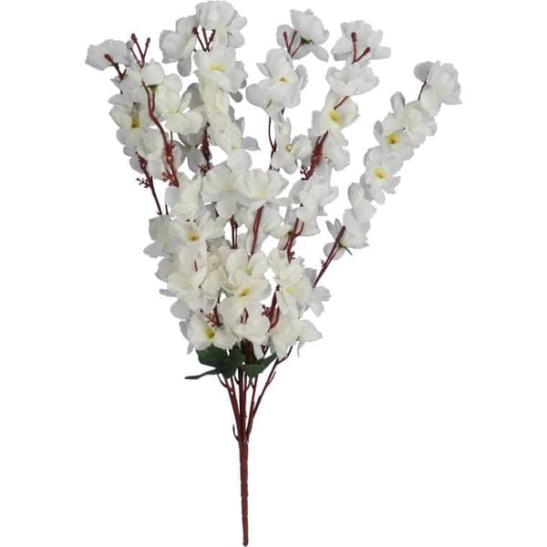 Kunstigt æbletræ-buket med hvide blomster - 7 grene, 56 cm