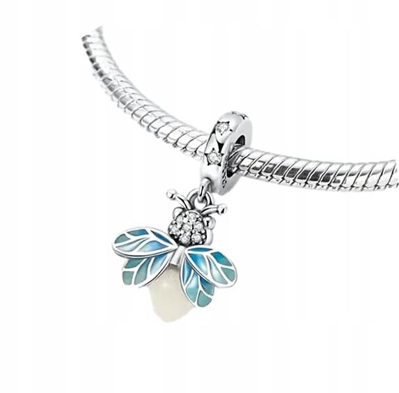 Charm-hängsmycke Silver S925 Eldfluga som lyser på natten Modulär pärla