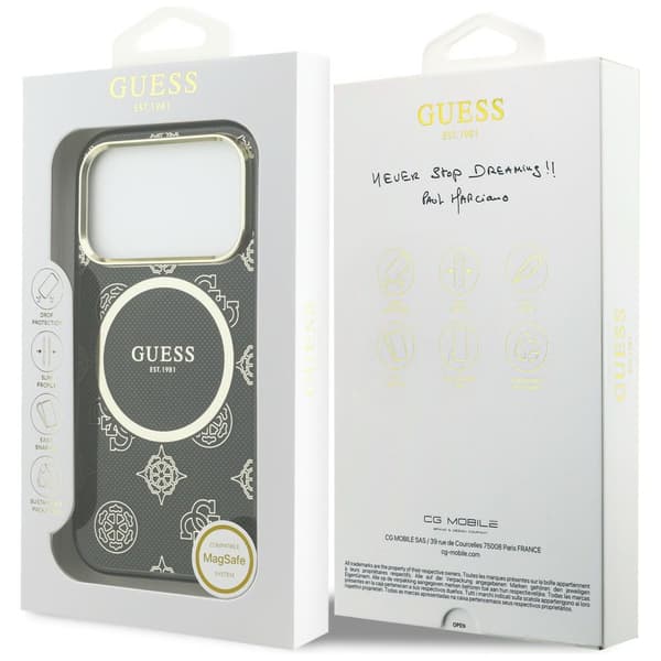 Guess IML Peony Dot MagSafe-etui til iPhone 17 Pro, sort