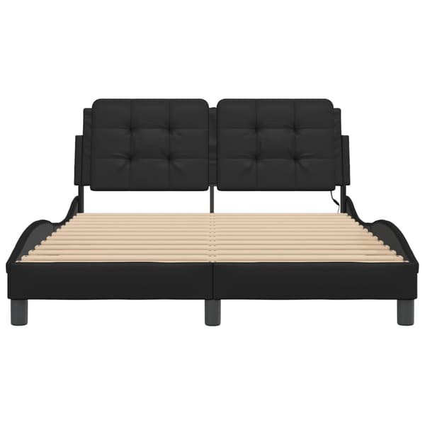vidaXL sengestel med LED sort 140x190 cm kunstlæder