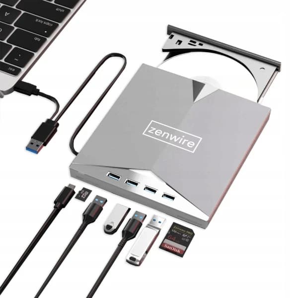 DVD-enhet Silver typ C/USB 3.0 2-i-1-hubb H61