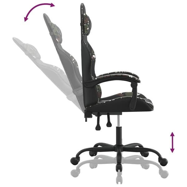 vidaXL gamingstol, sort og camouflage, kunstlæder