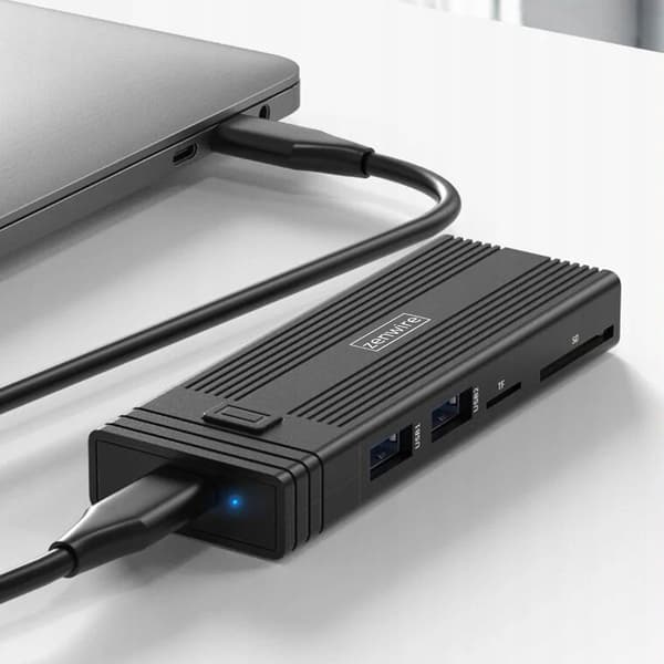Zenwire USB-C 7-i-1 SSD-husbefæstelse M.2 NVME PCIE SATA SD-adapter