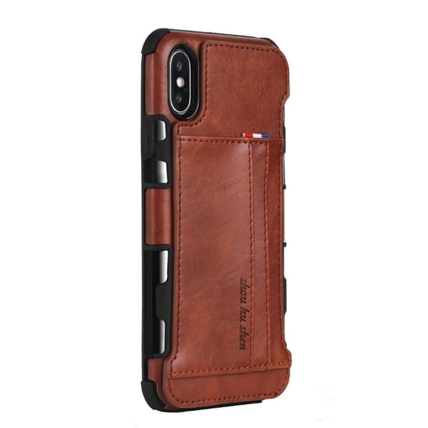 Two Cards Hybrid Cover iPhone XS Max 6.5 - Brun