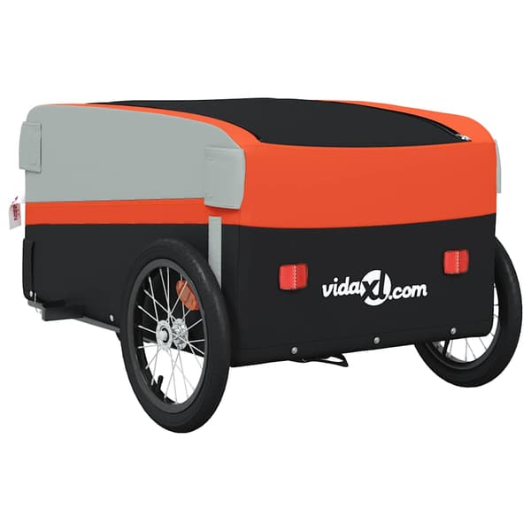 vidaXL cykelanhænger, sort og orange, 45 kg, jern