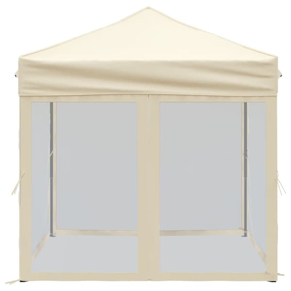 vidaXL foldbart festtelt med sider, cremefarvet, 2x2 m