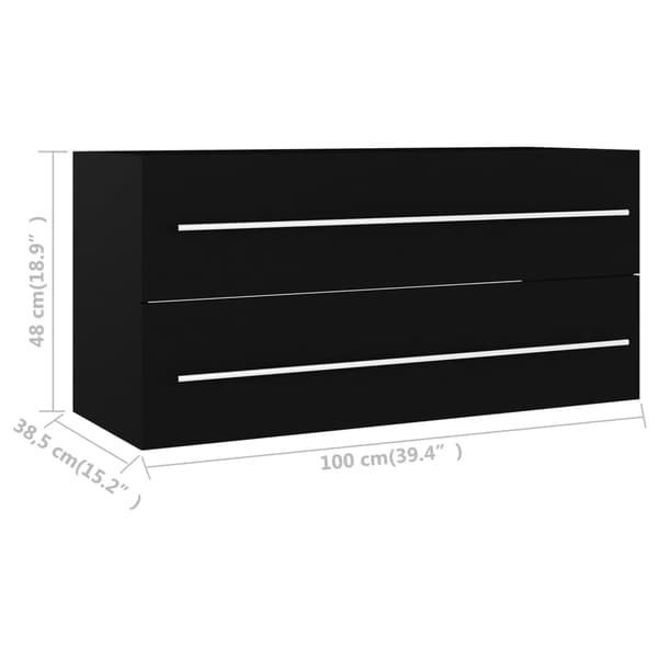 vidaXL håndvaskskab sort 100 x 38,5 x 48 cm spånplade