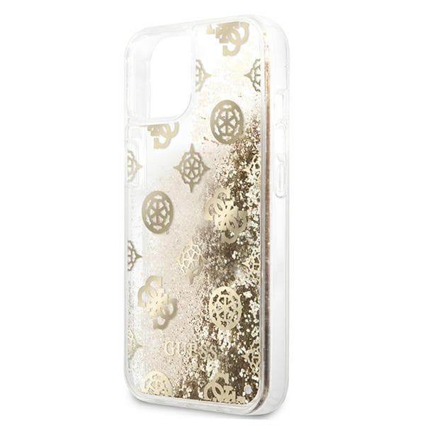 Guess Peony Liquid Glitter cover til iPhone 13 mini, guld