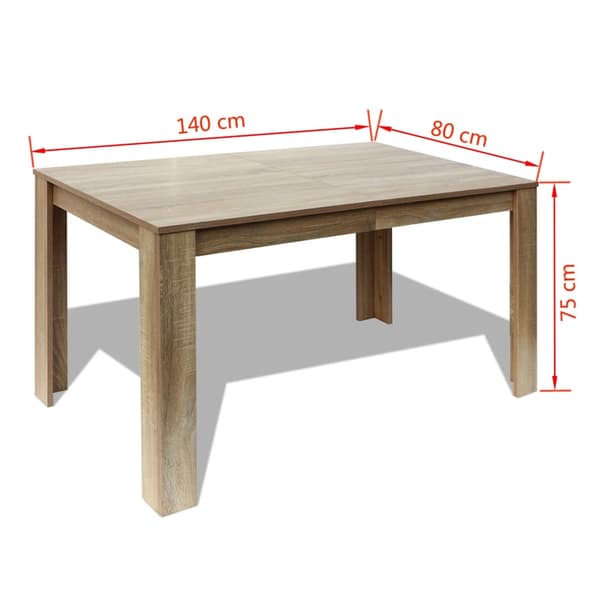 vidaXL spisebord, 140x80x75 cm, egetræsfarve