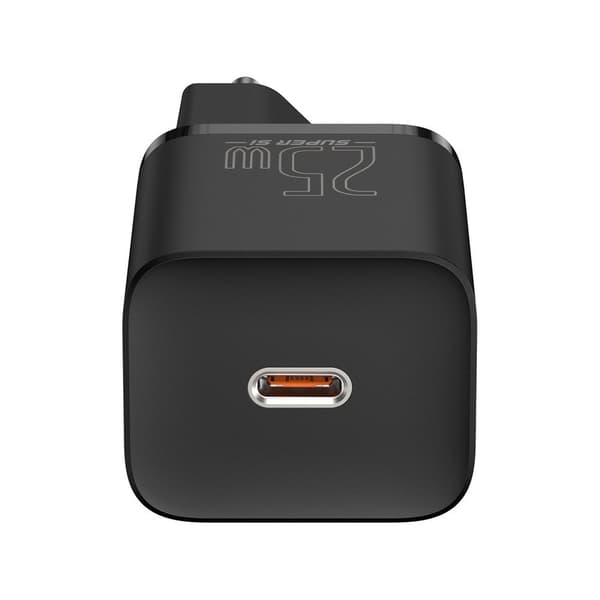 Super Si QC PD 25W 3A Hurtig Vægoplader + 1m USB-C Kabel Sort