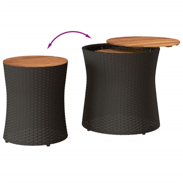 vidaXL haveborde, sæt med 2, træbordplader, sort, polyrattan