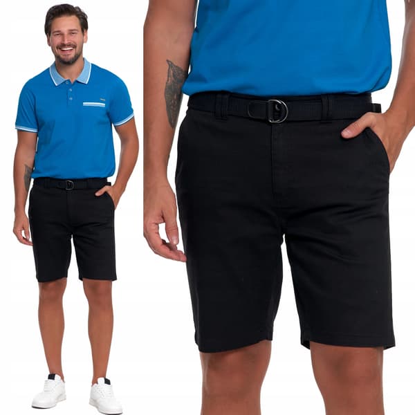 Moraj herrshorts med bælte og lommer, sort, XXL