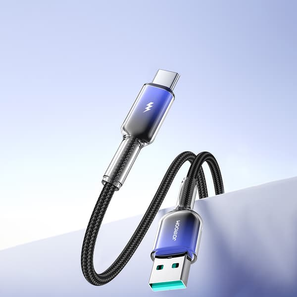 Crystal-Clear Series 3A USB-A - USB-C Kabel 1,2m - Sort