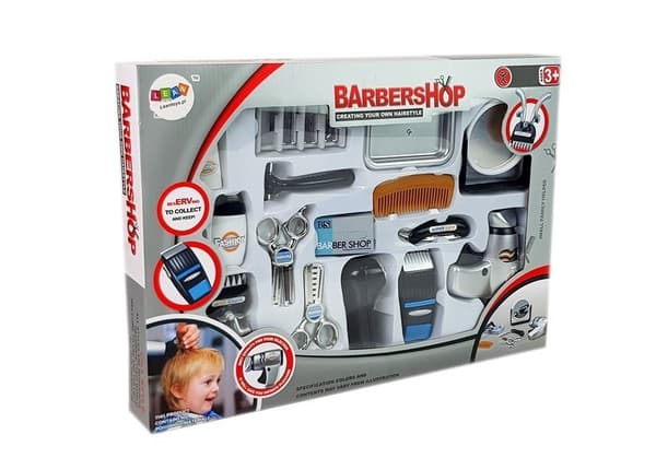 Børnefrisørsalon Barbersæt Hårtørrer Clipper Tilbehør Sølv