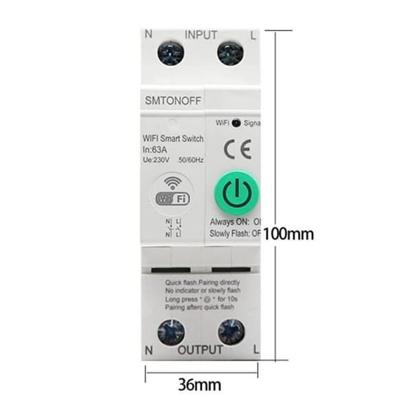 Zigbee Tuya 1-63A energimålingssikring