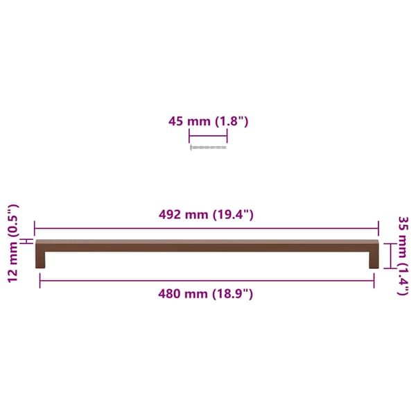 vidaXL skabsgreb, 5 stk., bronze, 480 mm, rustfrit stål