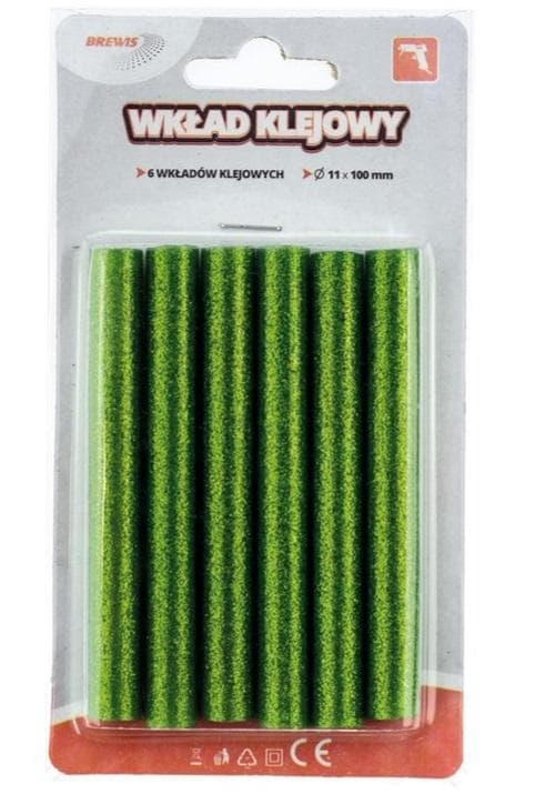 Vihreä glitterliima insertti 11mmx10cm 6kpl