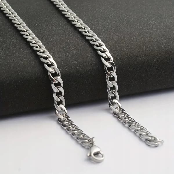 Tjock herrkedja Silverkedja 50cm Armerad + GRATIS