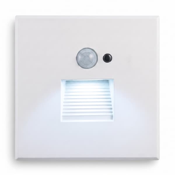 LED-trappbelysning vit 230V aluminium rörelse- och skymningssensor 6000K