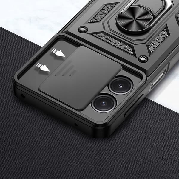 Etui til Xiaomi Redmi 12 4G ARMOR SLIDE RING BAGSIDE + GLAS