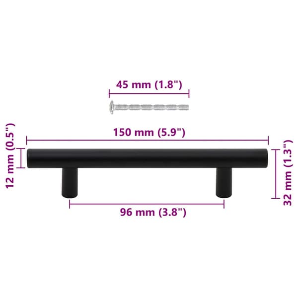 vidaXL skabsgreb 10 stk. sort 96 mm rustfrit stål