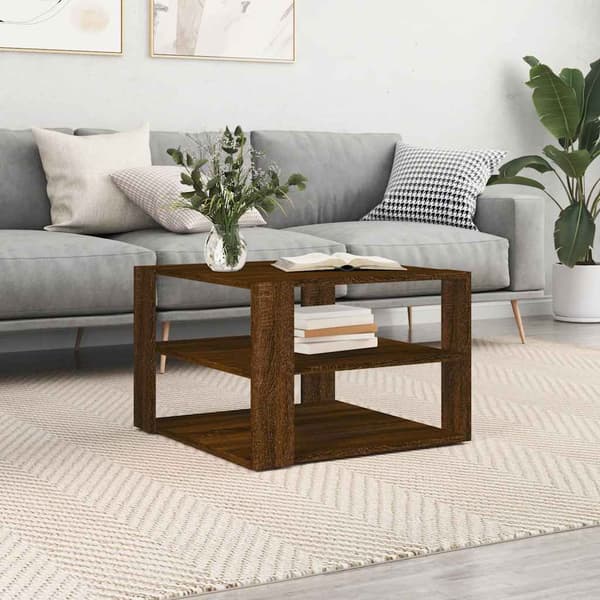 vidaXL sofabord brunt egetræ 59,5x59,5x40 cm
