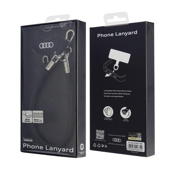 Audi universal crossbody telefonrem 28cm 8mm, sort