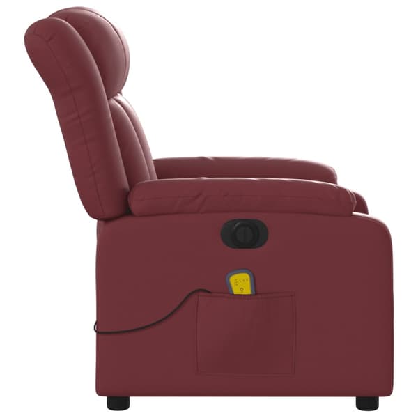 vidaXL elektrisk lænestol med massagefunktion, bordeaux, kunstlæder