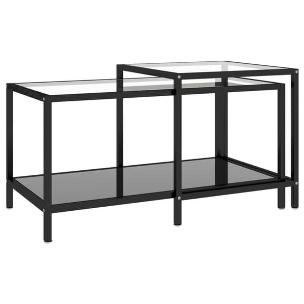 vidaXL teborde, sæt med 2, hærdet glas, sort