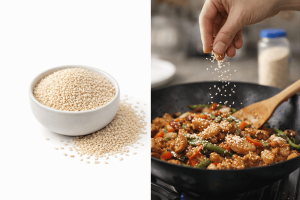 Hvide sesamfrø, afskallede, 100 g, perfekte til at pynte retter